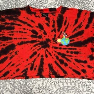 Zumiez Red and Black Crop Top Tie-Dye Style